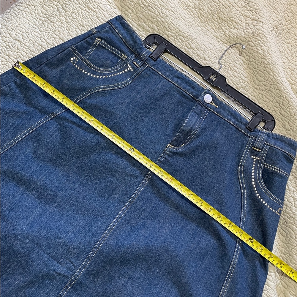 embellished, dark wash, jean maxi skirt - Picture 4 of 6